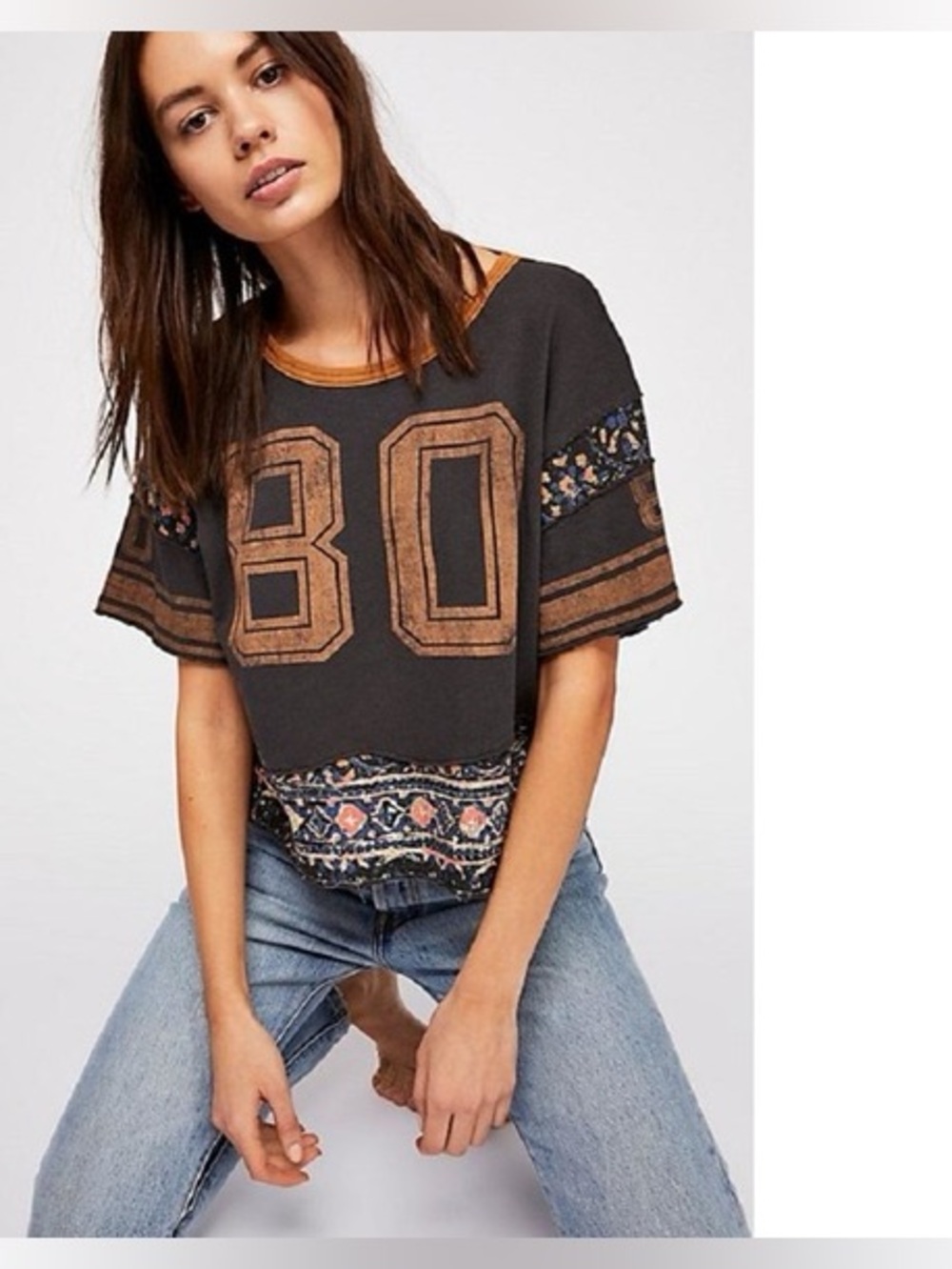 We The Free Nicky Jersey Tee. The Perfect Mash Up of Sporty & Boho Sz Small